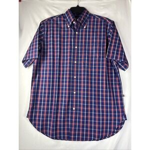 Victorinox Shirt Men's Size Small Red Blue Check Short Sleeve Button Up Plaid
